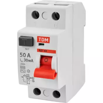УЗО TDM Electric ВД1-63S 2Р 50 А 30 мА 6 кА AC