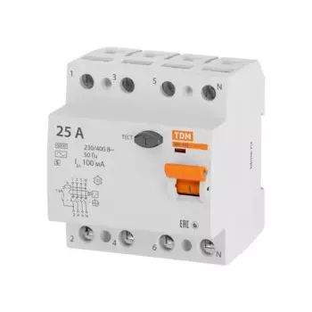 УЗО TDM Electric ВД1-63S 4Р 25 А 100 мА 6 кА AC
