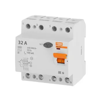 УЗО TDM Electric ВД1-63S 4Р 32 А 100 мА 6 кА AC