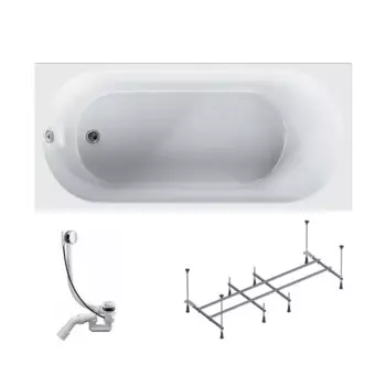 Ванна AM.PM Moxie W9MA-150-070W-A2ROFL акриловая 150x70 см каркас и сифон в комплекте