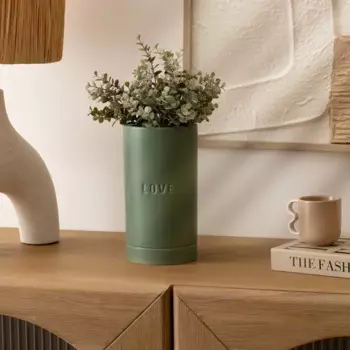 Ваза Цилиндр VCR-0106 керамика зелено-серая 20 см