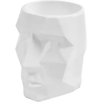 Ваза для цветов Голова граненая гипс белый