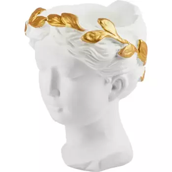 Ваза для цветов Грета гипс бело-золотой