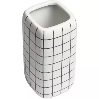 Ваза керамика 20 см цвет бело-черный