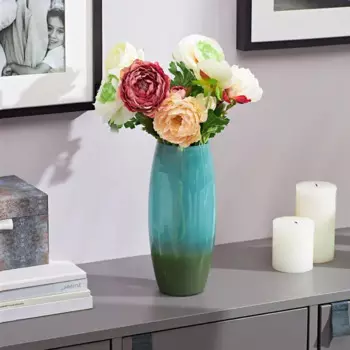 Ваза овал стекло цвет бирюзовый 25 см