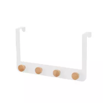 Вешалка на дверь Lemer Neris стальная 4 крючка цвет белый/дерево
