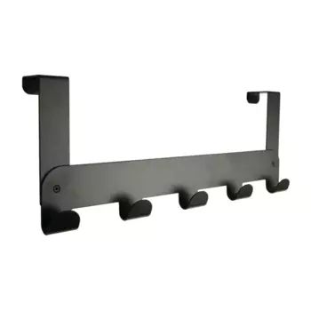 Вешалка на дверь Spaceo AXE 4 крючка 43.5x17.2x7.2 см сталь цвет черный нагрузка до 5 кг