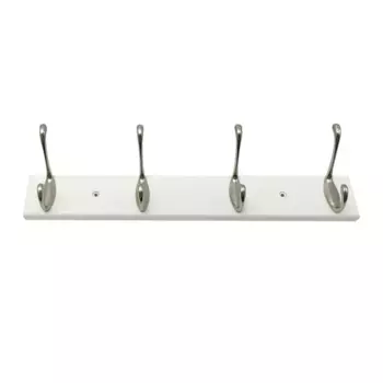 Вешалка настенная Enzo 4 крючка 42x9.5 см цвет бело-серебристый