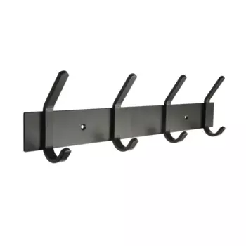 Вешалка настенная Leo 4 крючка 40.5x10.5 см цвет черный