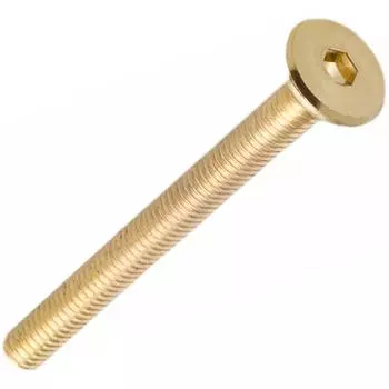 Винт мебельный плоский 6x60 мм, цвет латунь, 4 шт.