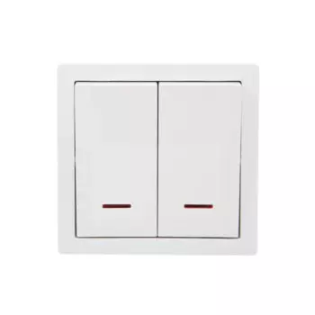 Выключатель накладной Lezard Leto 2 клавиши с подсветкой цвет белый