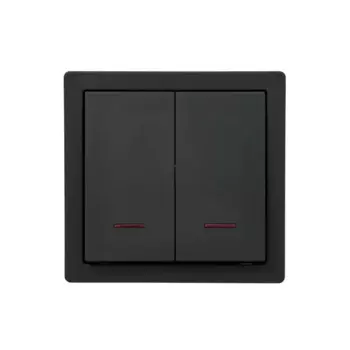 Выключатель накладной Lezard Leto 2 клавиши с подсветкой цвет черный бархат