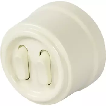 Выключатель накладной Electraline 2 клавиши цвет слоновая кость