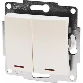 Выключатель Lezard Karina 2 клавиши с подсветкой цвет жемчужный белый перламутровый
