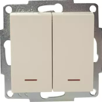 Выключатель Lezard Vesna 2 клавиши с подсветкой цвет кремовый