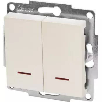 Выключатель Lezard Vesna 2 клавиши с подсветкой цвет жемчужный белый перламутровый