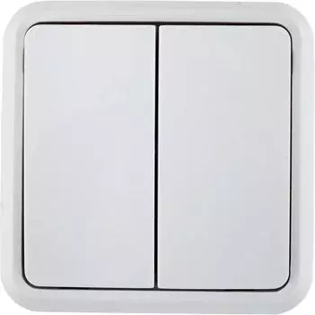 Выключатель накладной Lexman First 2 клавиши цвет белый