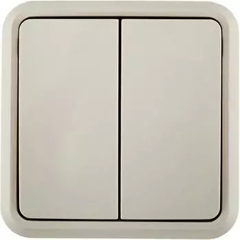 Выключатель накладной Lexman First 2 клавиши, цвет бежевый
