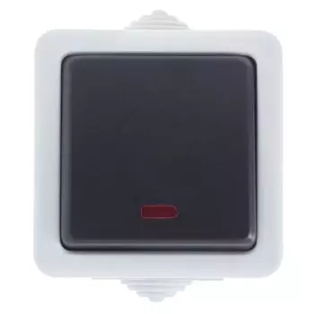 Выключатель накладной LK Studio Aqua 1 клавиша с подсветкой IP54 цвет серый