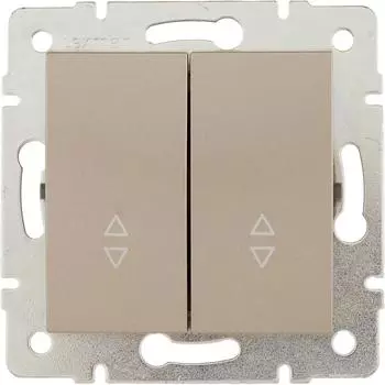 Выключатель проходной встраиваемый Lexman Виктория 2 клавиши, цвет шампань матовый
