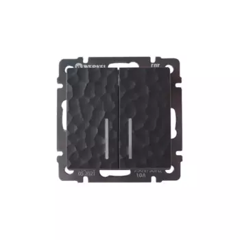 Выключатель проходной встраиваемый Werkel Hammer 2 клавиша с подсветкой цвет черный