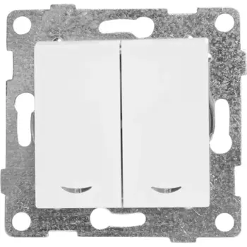 Выключатель встраиваемый Gusi Electric 2 клавиши с индикацией цвет жемчуг