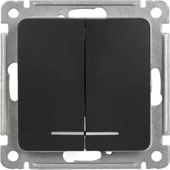 Выключатель встраиваемый Hegel Мастер 2 клавиши с индикатором цвет черный