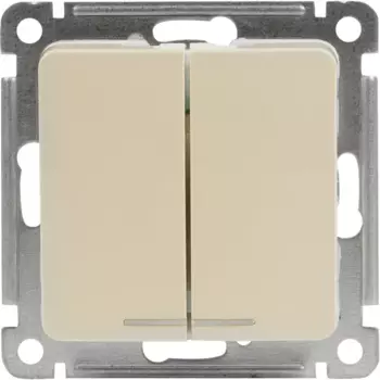 Выключатель встраиваемый Hegel Мастер 2 клавиши с индикатором цвет слоновая кость