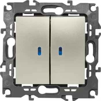 Выключатель встраиваемый Эра 12-1105-04 2 клавиши с подсветкой цвет бежевый