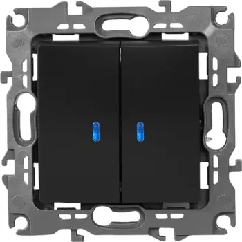 Выключатель встраиваемый Эра 12-1105-05 2 клавиши с подсветкой цвет черный