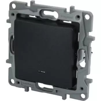 Выключатель одноклавишный с подсветкой/индикацией - Legrand Etika - 10А 250В безвинтовые зажимы - антрацит
