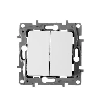 Выключатель двухклавишный - Legrand Etika - 10А 250В безвинтовые зажимы - белый