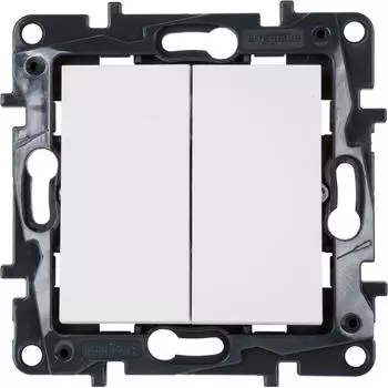 Выключатель двухклавишный - Legrand Structura - 10А 250В безвинтовые зажимы - белый