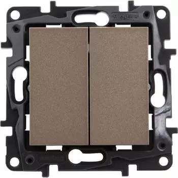 Выключатель двухклавишный - Legrand Structura - 10А 250В безвинтовые зажимы - шампань