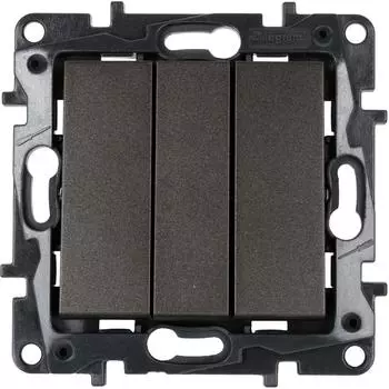 Выключатель трёхклавишный - Legrand Structura - 10А 250В винтовые зажимы - магнезиум