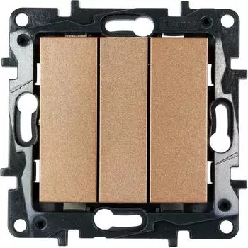 Выключатель трёхклавишный - Legrand Structura - 10А 250В винтовые зажимы - шампань