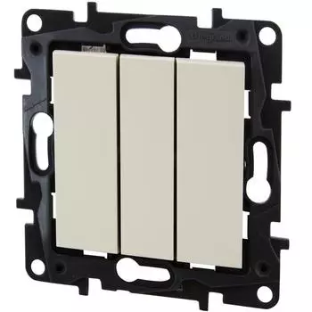 Выключатель трёхклавишный - Legrand Structura - 10А 250В винтовые зажимы - слоновая кость