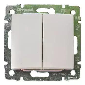 Выключатель двухклавишный - Legrand Valena - 10А 250В схема 5 безвинтовые зажимы - белый