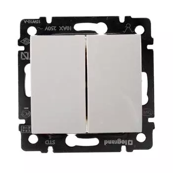 Выключатель двухклавишный - Legrand Valena - 10А 250В схема 5 безвинтовые зажимы - слоновая кость