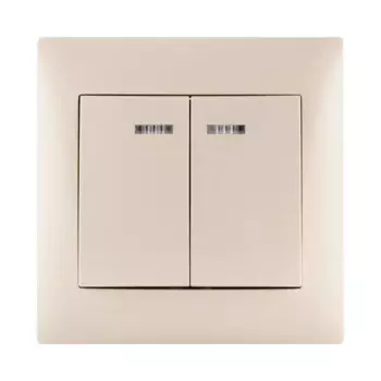 Выключатель встраиваемый Lexman Lika 2 клавиши с подсветкой цвет бежевый