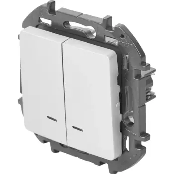 Выключатель двухклавишный с подсветкой/индикацией - Lexman Lilian - 10А 250В безвинтовые зажимы - алюминий