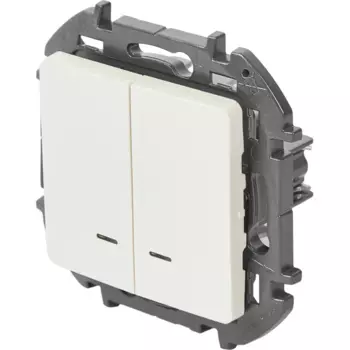 Выключатель двухклавишный с подсветкой/индикацией - Lexman Lilian - 10А 250В безвинтовые зажимы - жемчуг