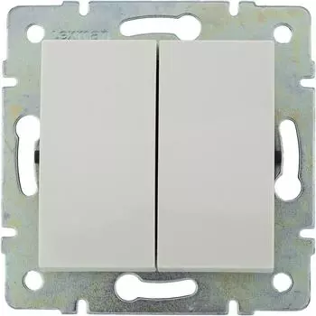 Выключатель встраиваемый Lexman Виктория 2 клавиши, цвет белый