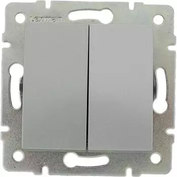 Выключатель встраиваемый Lexman Виктория 2 клавиши, цвет серебро матовый