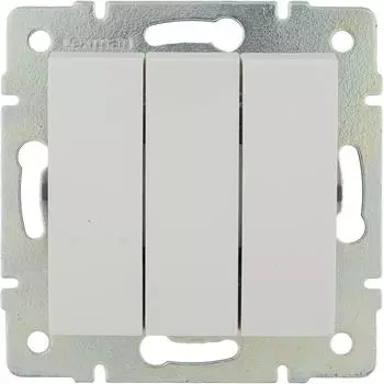 Выключатель встраиваемый Lexman Виктория 3 клавиши, цвет белый