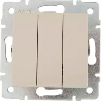 Выключатель встраиваемый Lexman Виктория 3 клавиши, цвет бежевый