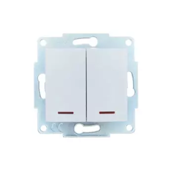 Выключатель встраиваемый Lezard Asti 2 клавиши с подсветкой цвет белый