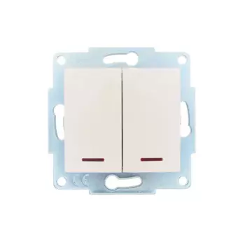 Выключатель встраиваемый Lezard Asti 2 клавиши с подсветкой цвет кремовый