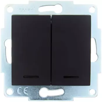 Выключатель встраиваемый Lezard Asti 2 клавиши с подсветкой цвет черный бархат