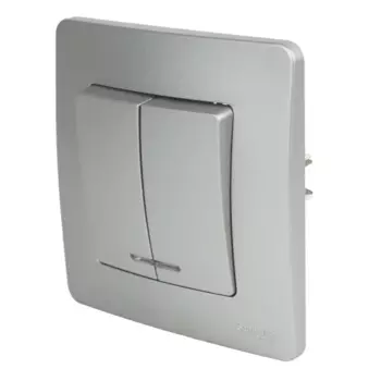 Выключатель встраиваемый Systeme Electric Blanca 10 А 2 клавиши цвет алюминий